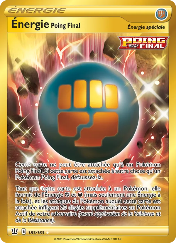 Carte Pokémon Énergie Poing Final 183/163 de l'extension Styles de combat