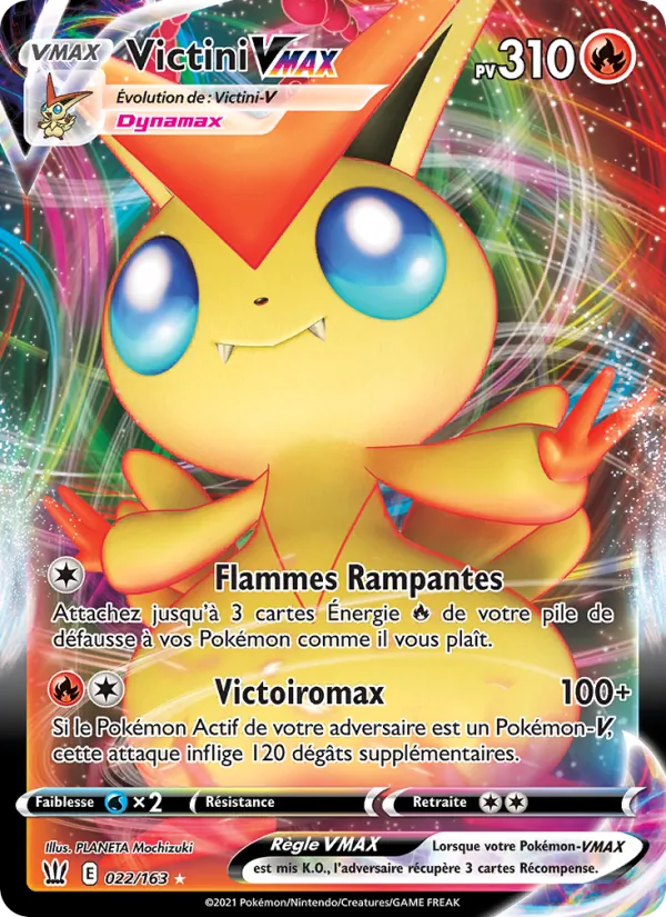 Carte Pokémon Victini VMAX 22/163 de l'extension Styles de combat