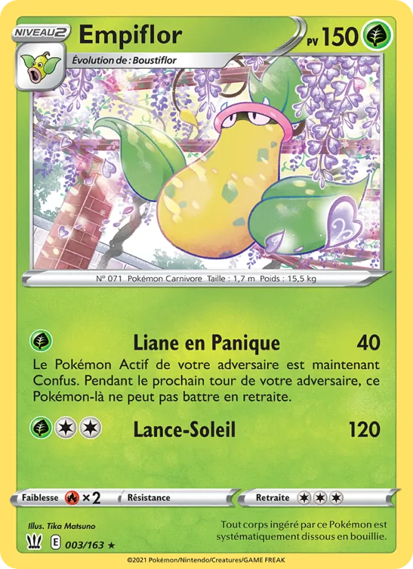 Carte Pokémon Empiflor 3/163 de l'extension Styles de combat