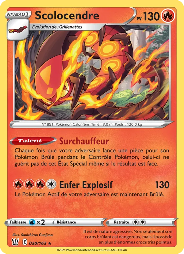 Carte Pokémon Scolocendre 30/163 de l'extension Styles de combat