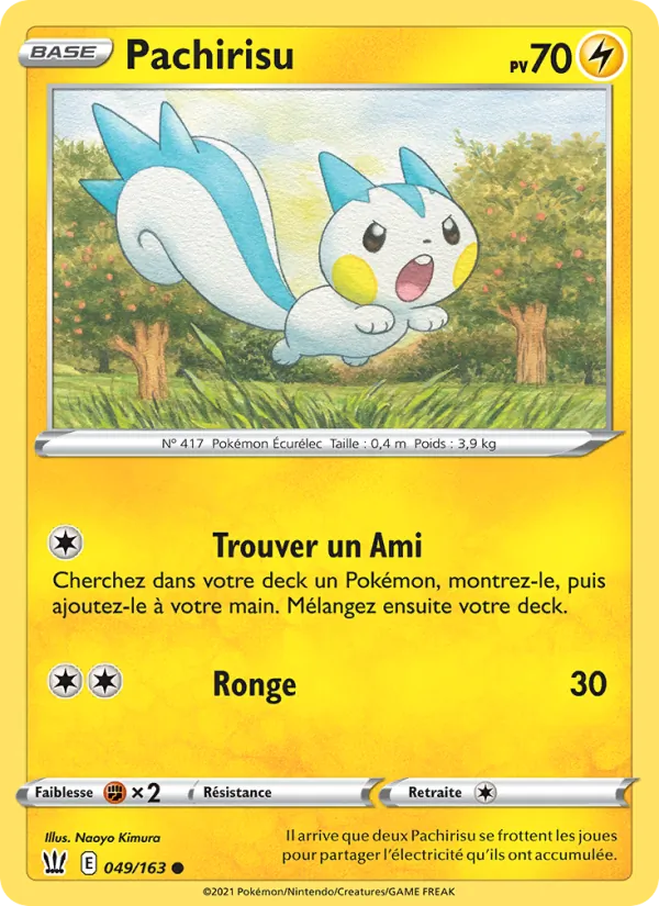 Carte Pokémon Pachirisu 49/163 de l'extension Styles de combat