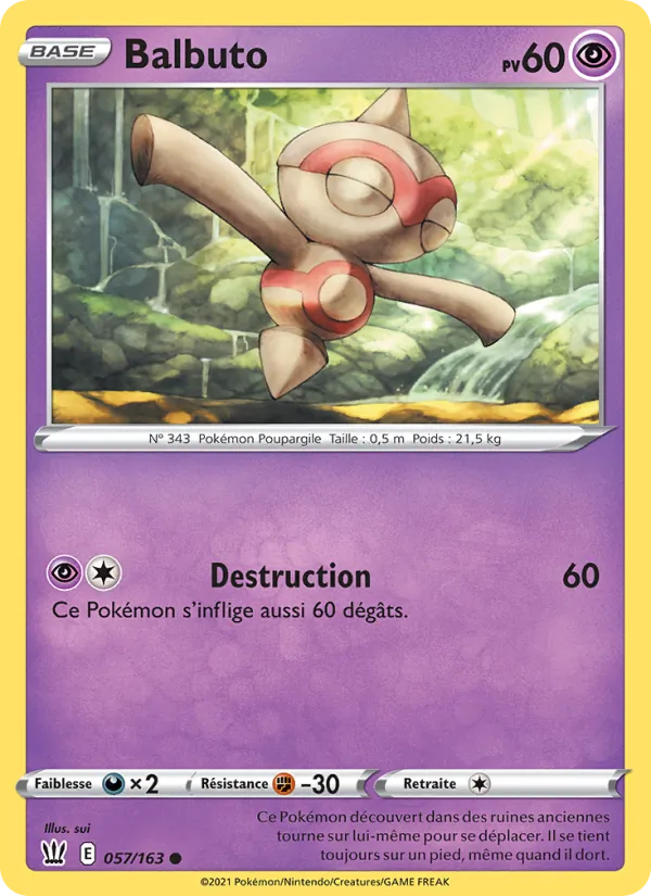 Carte Pokémon Balbuto 57/163 de l'extension Styles de combat