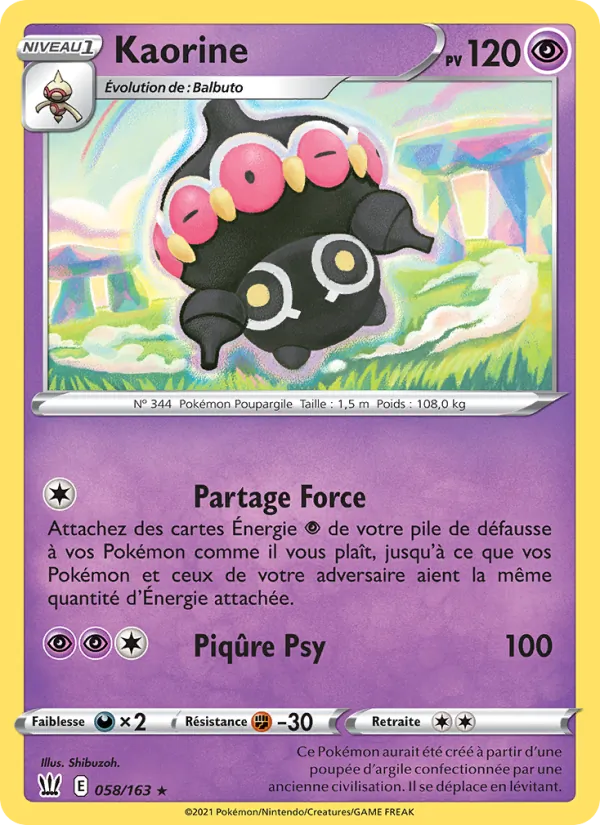 Carte Pokémon Kaorine 58/163 de l'extension Styles de combat