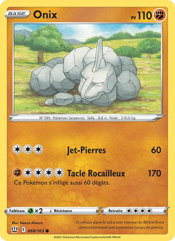 Carte Pokémon Onix 68/163 de l'extension Styles de combat
