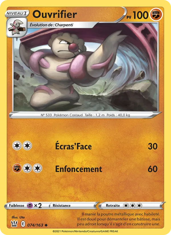 Carte Pokémon Ouvrifier 74/163 de l'extension Styles de combat
