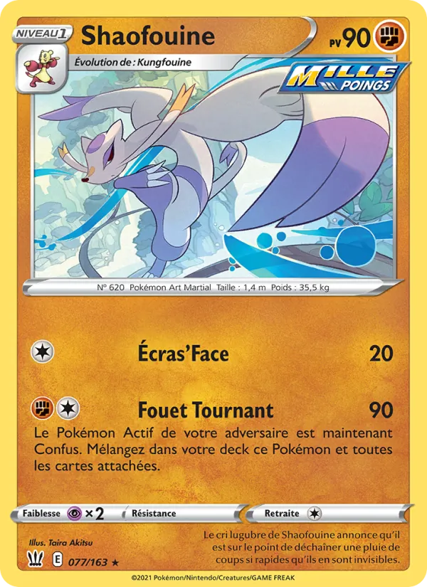 Carte Pokémon Shaofouine 77/163 de l'extension Styles de combat