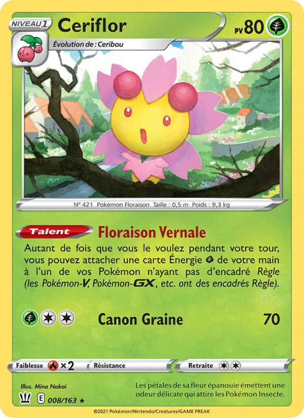 Carte Pokémon Ceriflor 8/163 de l'extension Styles de combat