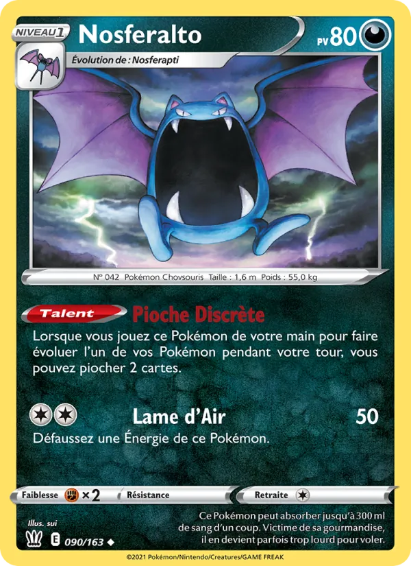 Carte Pokémon Nosferalto 90/163 de l'extension Styles de combat
