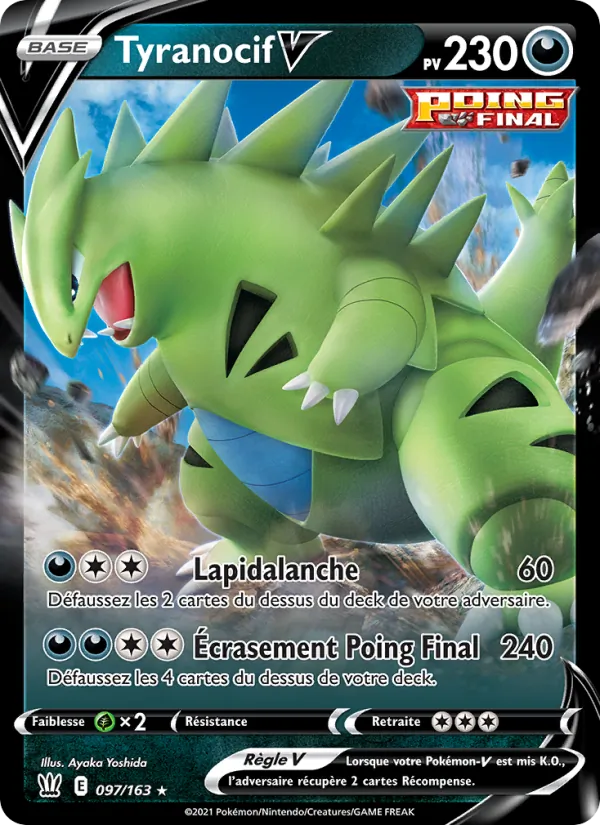 Carte Pokémon Tyranocif V 97/163 de l'extension Styles de combat