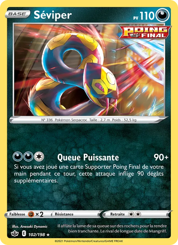 Carte Pokémon Séviper 102/198 de l'extension Règne de Glace