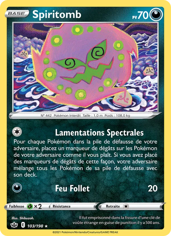 Carte Pokémon Spiritomb 103/198 de l'extension Règne de Glace