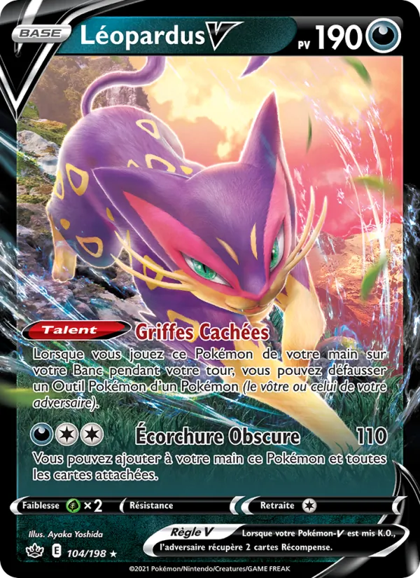 Carte Pokémon Léopardus V 104/198 de l'extension Règne de Glace