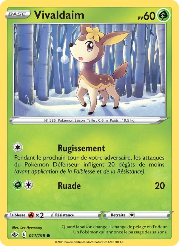 Carte Pokémon Vivaldaim 11/198 de l'extension Règne de Glace