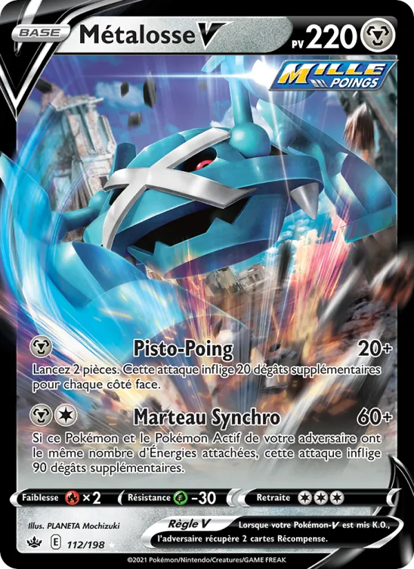 Carte Pokémon Métalosse V 112/198 de l'extension Règne de Glace
