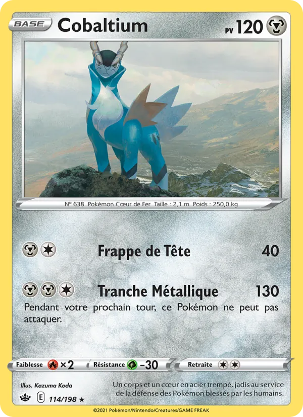 Carte Pokémon Cobaltium 114/198 de l'extension Règne de Glace