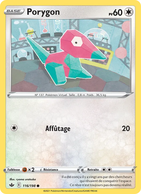 Carte Pokémon Porygon 116/198 de l'extension Règne de Glace