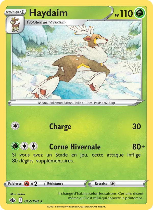 Carte Pokémon Haydaim 12/198 de l'extension Règne de Glace