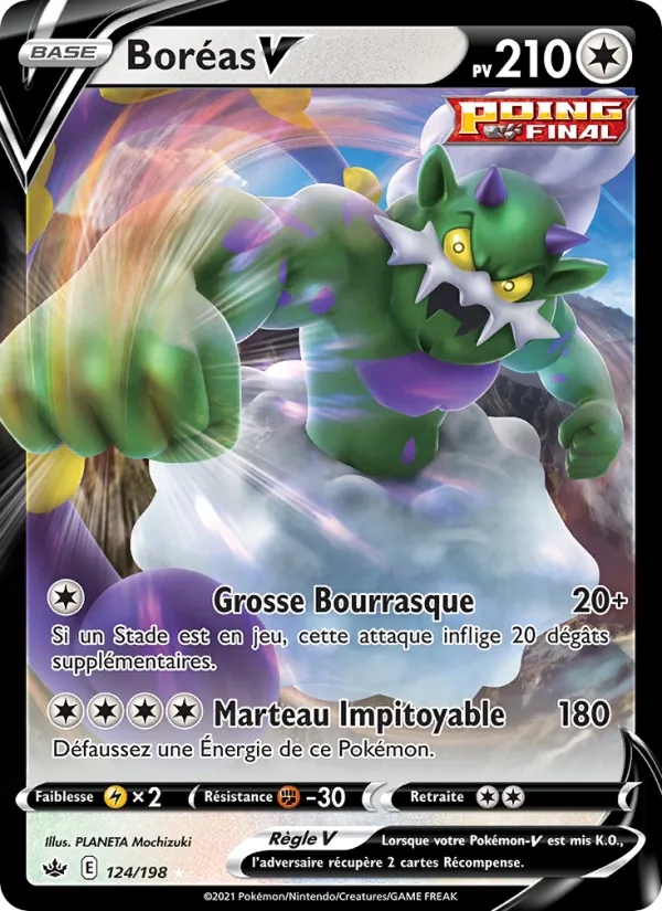 Carte Pokémon Boréas V 124/198 de l'extension Règne de Glace