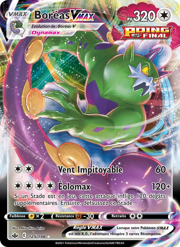 Carte Pokémon Boréas VMAX 125/198 de l'extension Règne de Glace