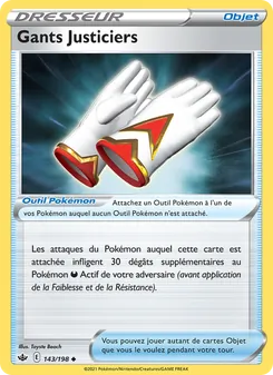 Carte Pokémon Gants Justiciers 143 — Règne de Glace