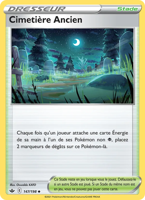 Carte Pokémon Cimetière Ancien 147/198 de l'extension Règne de Glace