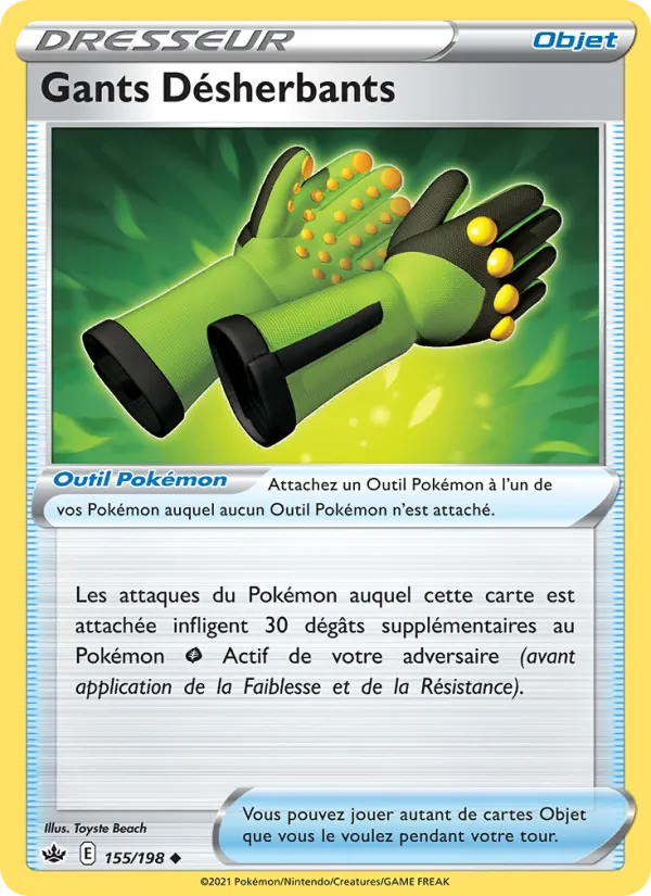 Carte Pokémon Gants Désherbants 155/198 de l'extension Règne de Glace