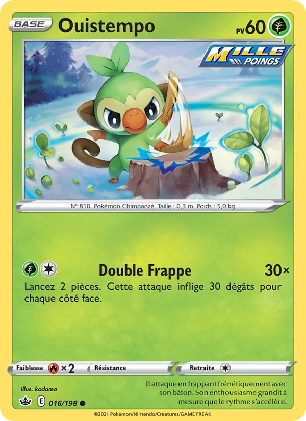 Carte Pokémon Ouistempo 16/198 de l'extension Règne de Glace