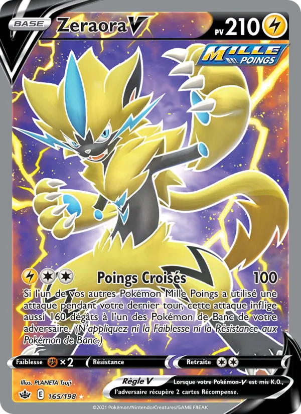 Carte Pokémon Zeraora V 165/198 de l'extension Règne de Glace