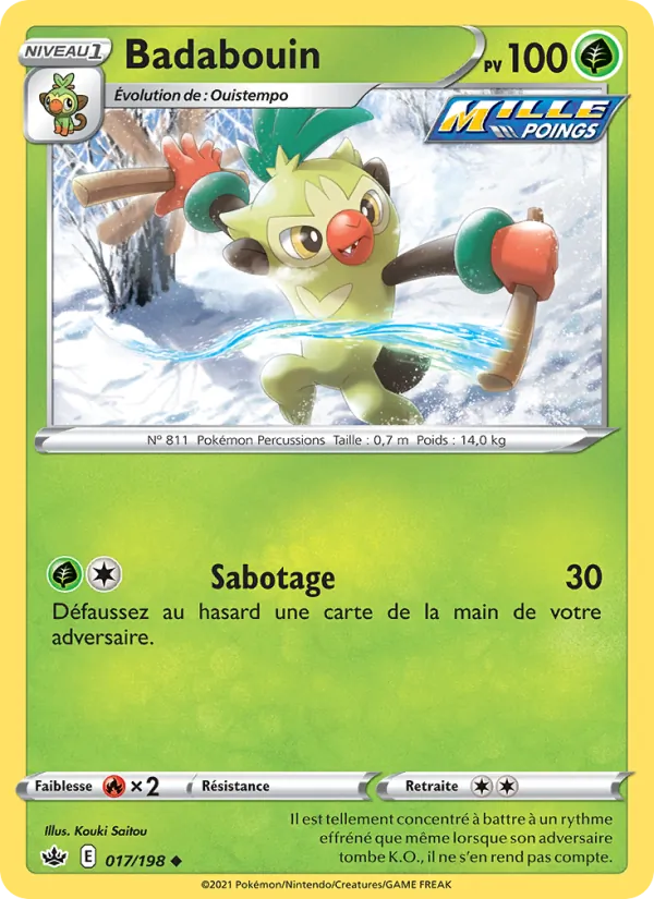 Carte Pokémon Badabouin 17/198 de l'extension Règne de Glace