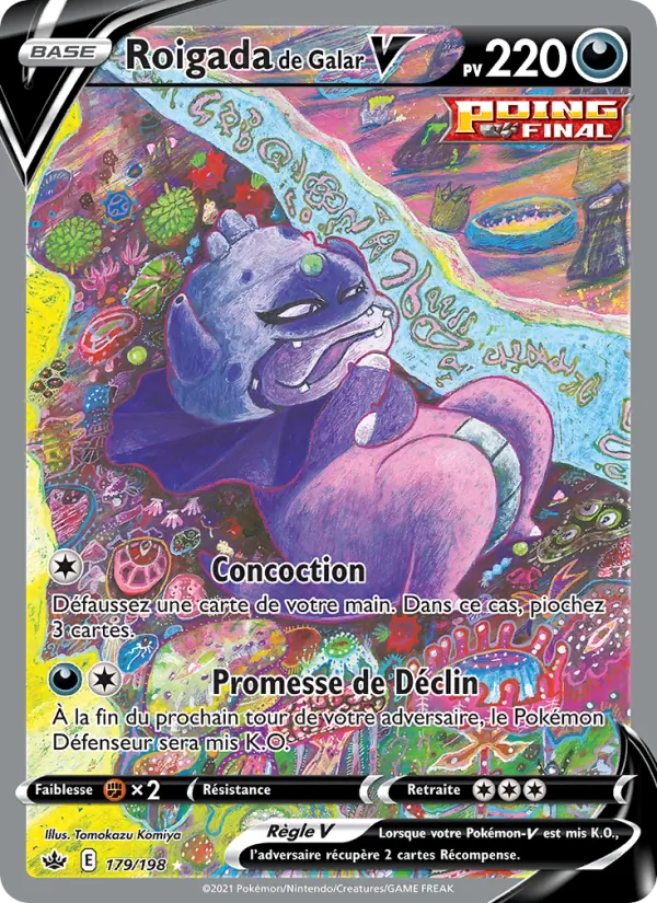 Carte Pokémon Roigada de Galar V 179/198 de l'extension Règne de Glace