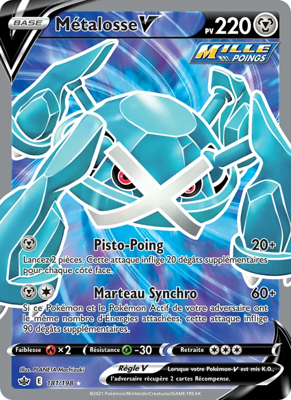 Carte Pokémon Métalosse V 181/198 de l'extension Règne de Glace