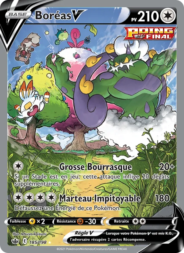 Carte Pokémon Boréas V 185/198 de l'extension Règne de Glace