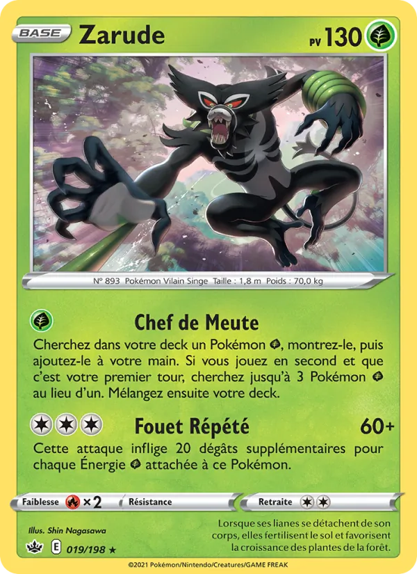Carte Pokémon Zarude 19/198 de l'extension Règne de Glace
