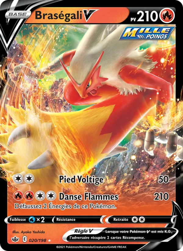 Carte Pokémon Braségali V 20/198 de l'extension Règne de Glace