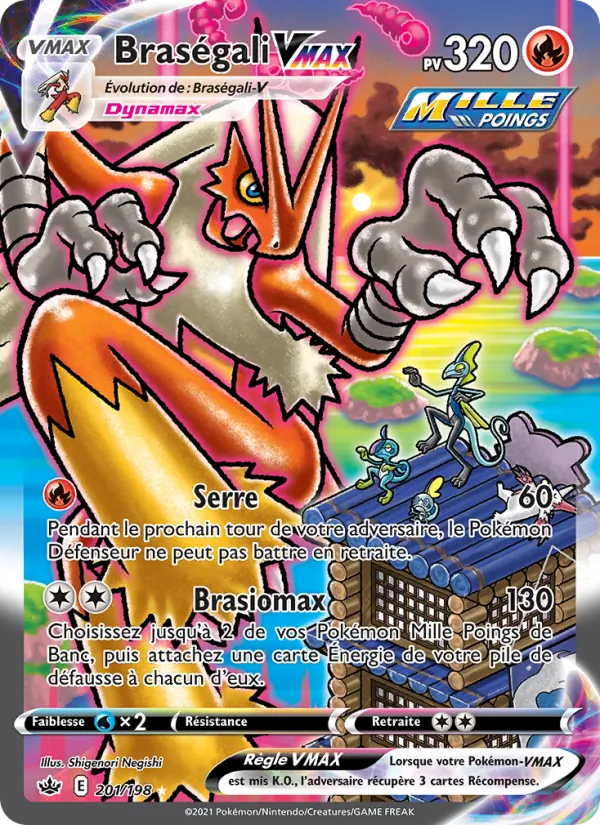 Carte Pokémon Braségali VMAX 201/198 de l'extension Règne de Glace