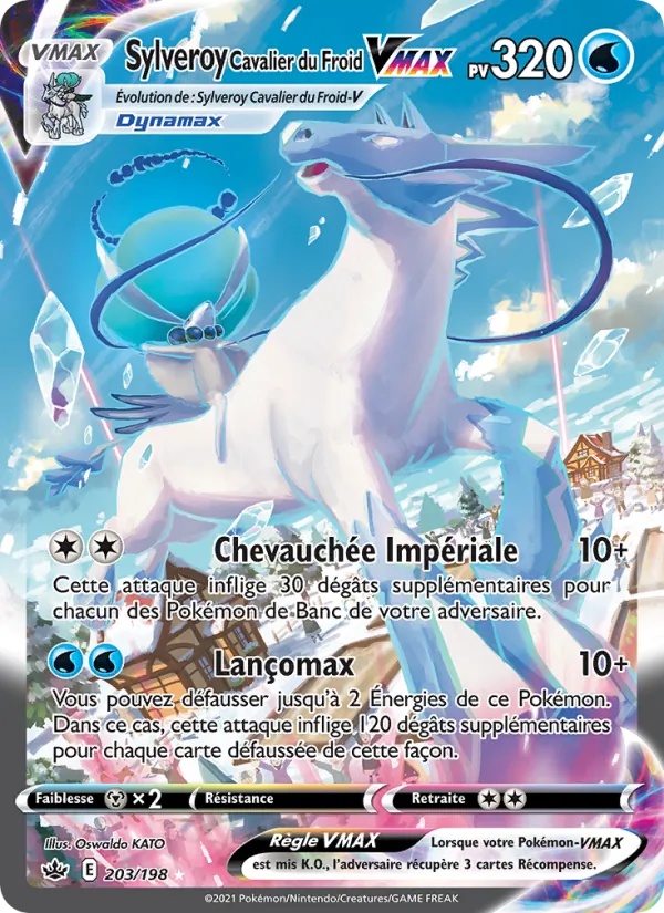 Carte Pokémon Sylveroy Cavalier du Froid VMAX 203/198 de l'extension Règne de Glace