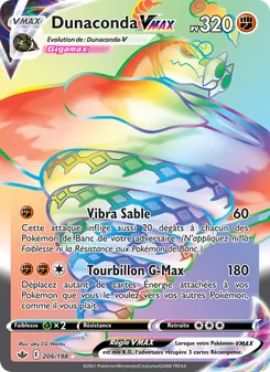 Carte Pokémon Dunaconda VMAX 206 — Règne de Glace