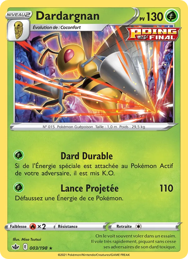 Carte Pokémon Dardargnan 3/198 de l'extension Règne de Glace