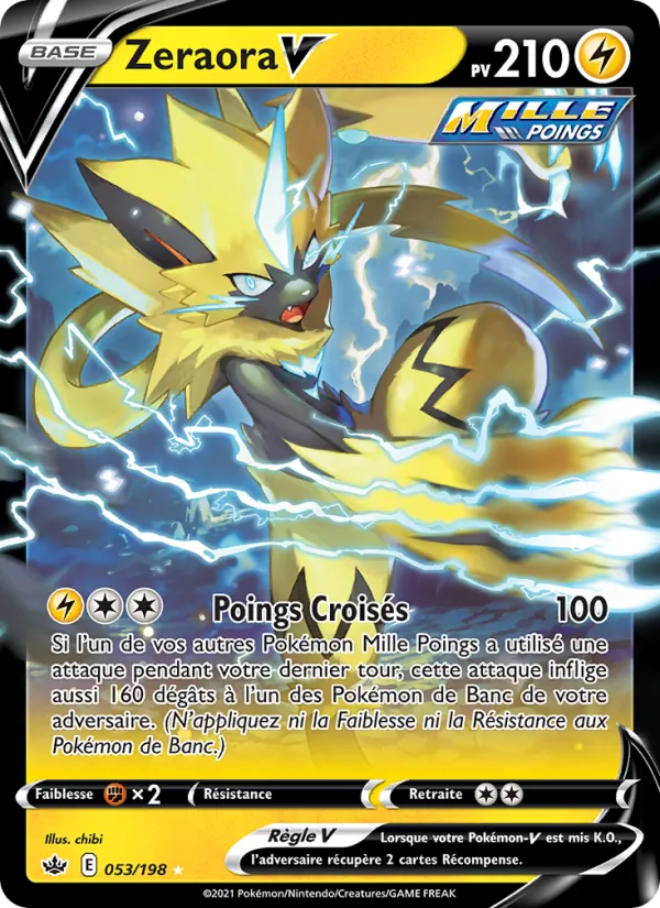 Carte Pokémon Zeraora V 53/198 de l'extension Règne de Glace