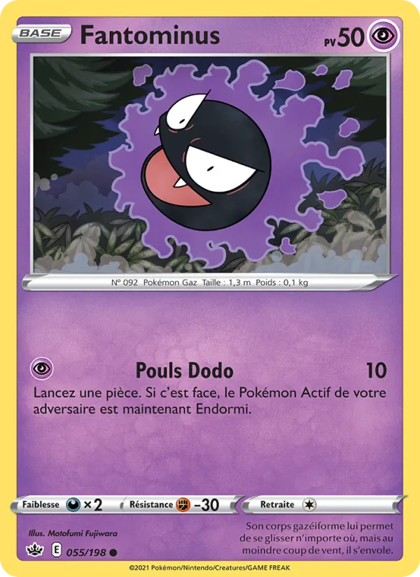 Carte Pokémon Fantominus 55/198 de l'extension Règne de Glace