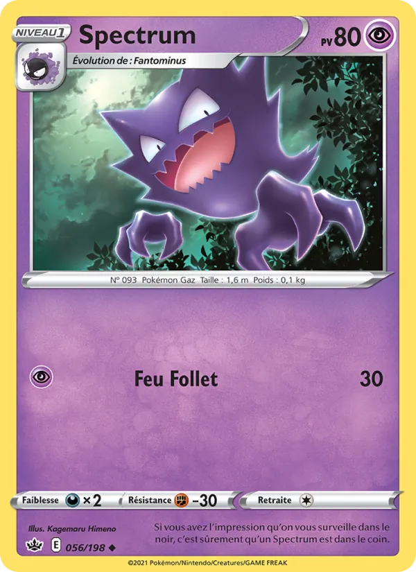Carte Pokémon Spectrum 56/198 de l'extension Règne de Glace