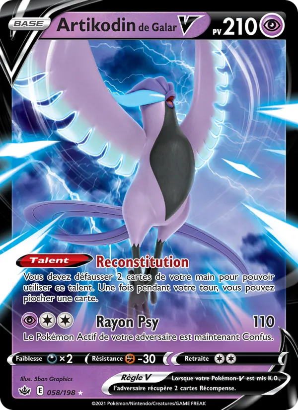Carte Pokémon Artikodin de Galar V 58/198 de l'extension Règne de Glace