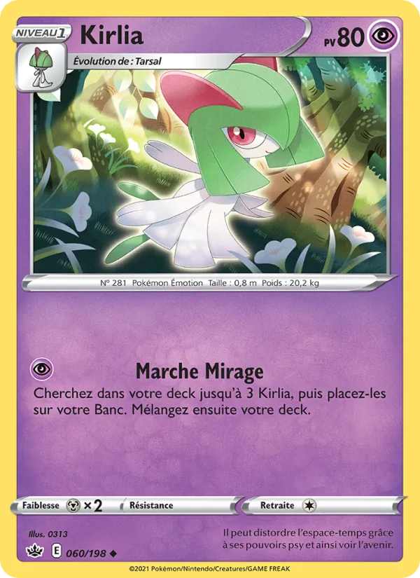 Carte Pokémon Kirlia 60/198 de l'extension Règne de Glace