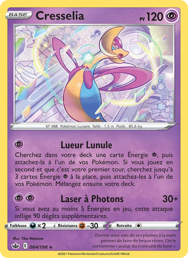 Carte Pokémon Cresselia 64/198 de l'extension Règne de Glace