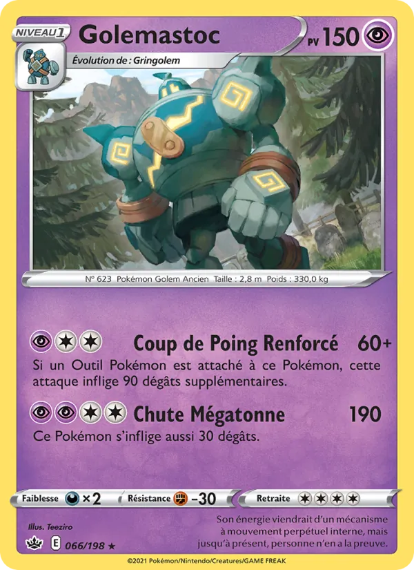 Carte Pokémon Golemastoc 66/198 de l'extension Règne de Glace