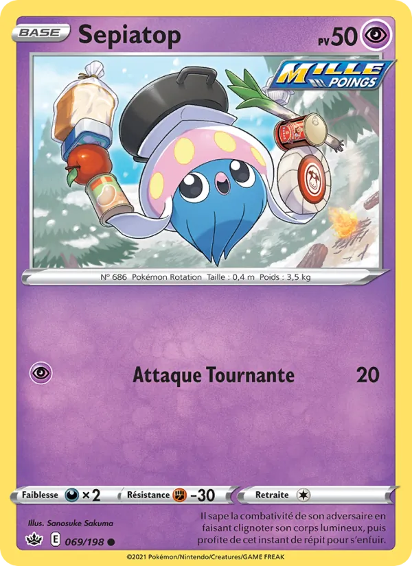 Carte Pokémon Sepiatop 69/198 de l'extension Règne de Glace