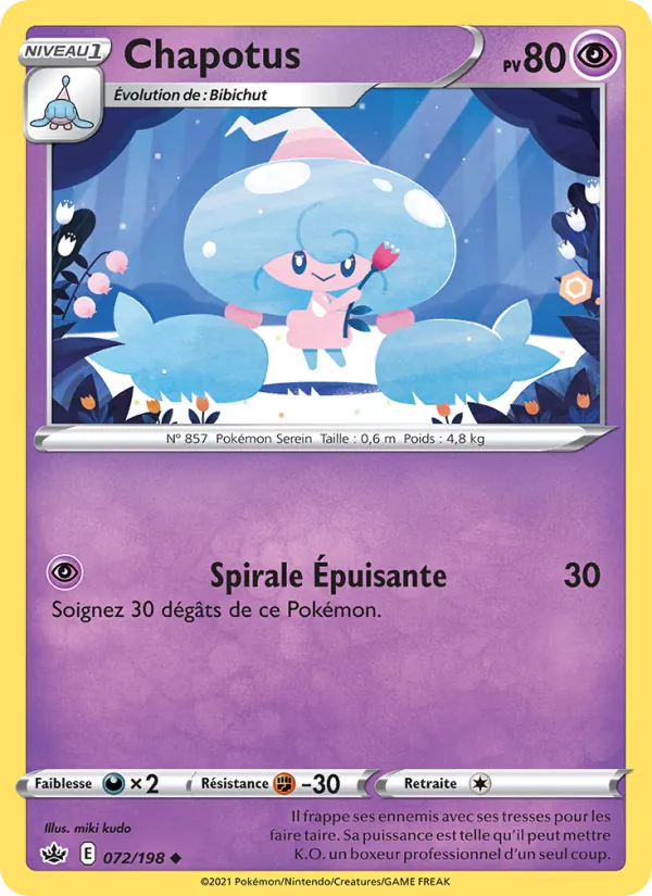 Carte Pokémon Chapotus 72/198 de l'extension Règne de Glace