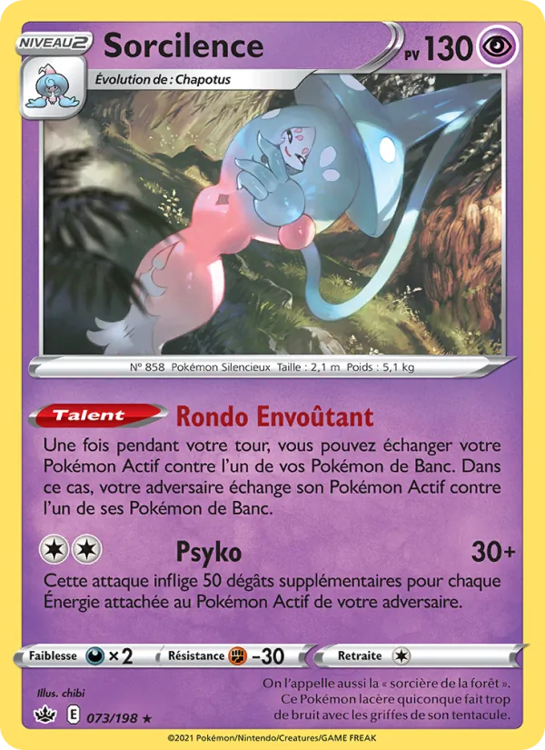 Carte Pokémon Sorcilence 73/198 de l'extension Règne de Glace