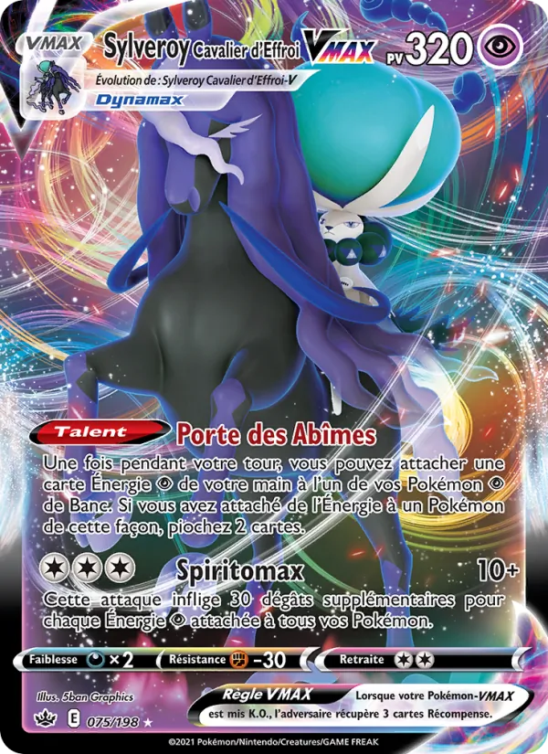 Carte Pokémon Sylveroy Cavalier d'Effroi VMAX 75/198 de l'extension Règne de Glace