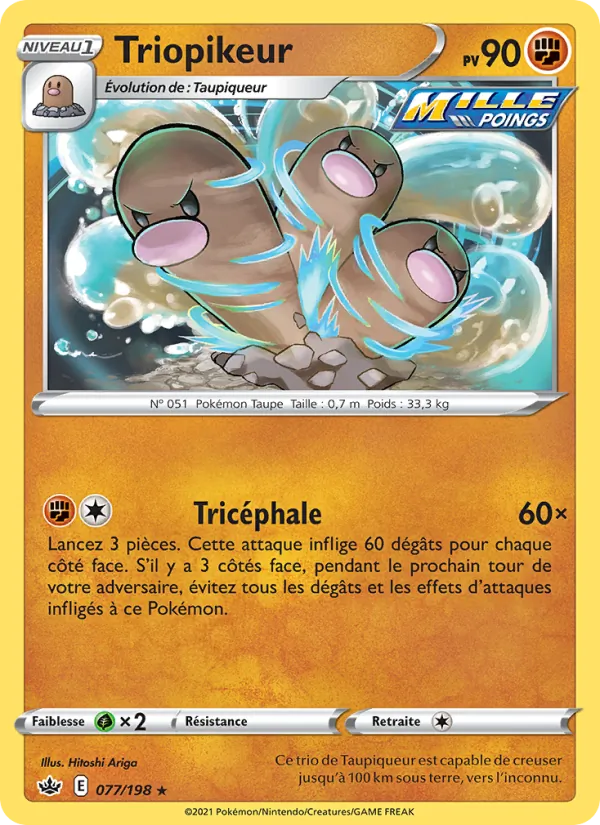 Carte Pokémon Triopikeur 77/198 de l'extension Règne de Glace